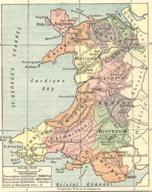 Map of Wales 1929 or earlier